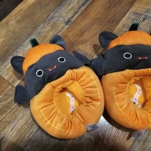 Orange and Black Kids Bat Slippers